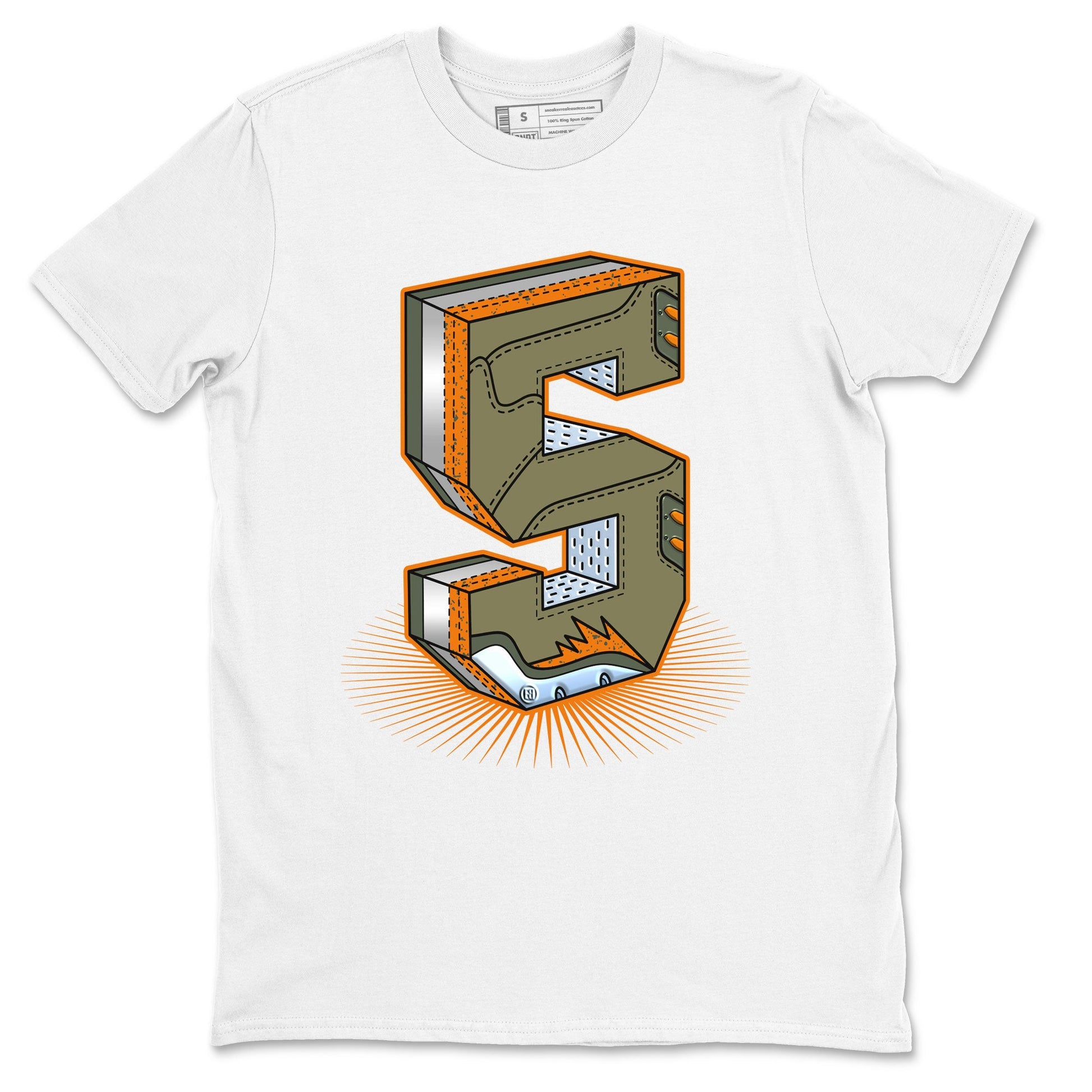 5s Olive shirt to match jordans Number Statue sneaker tees Air Jordan 5 Retro Olive SNRT Sneaker Release Tees unisex cotton White 2 crew neck shirt