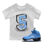 Jordan 5 UNC Sneaker Match Tees Number Statue Sneaker Tees Jordan 5 UNC Sneaker Release Tees Kids Shirts