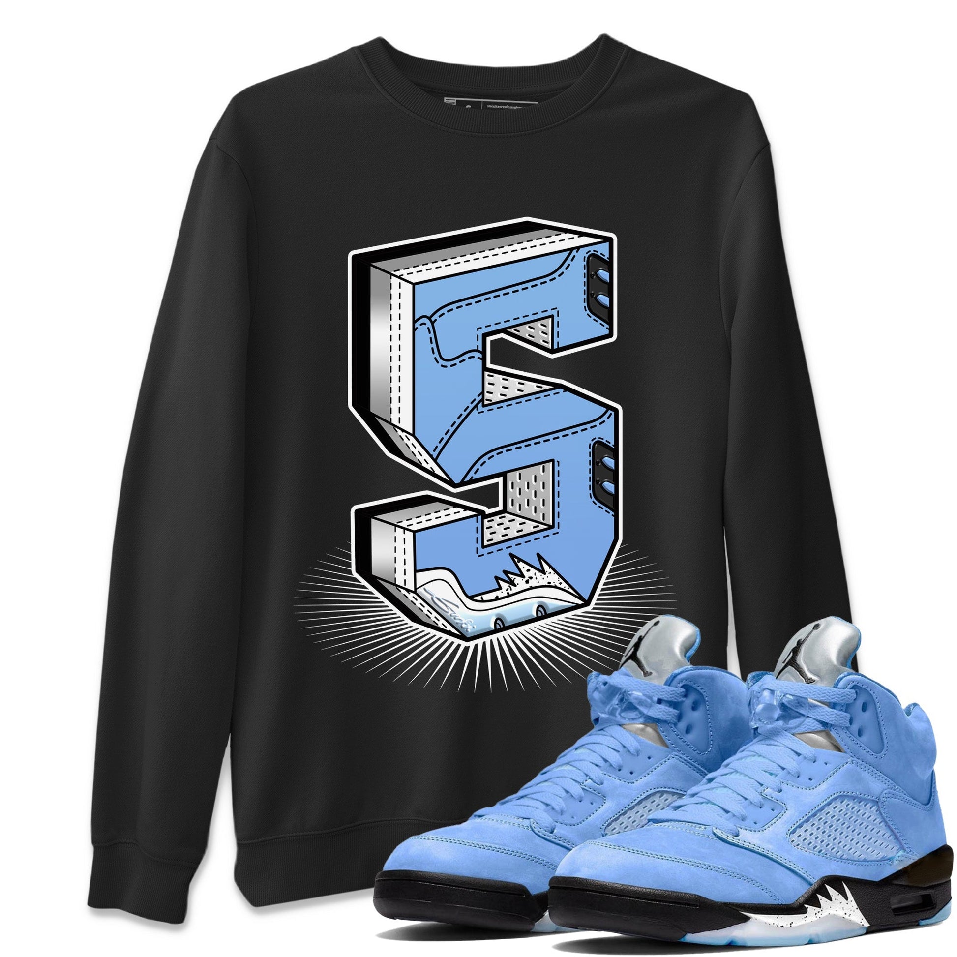 Jordan 5 UNC Sneaker Match Tees Number Statue Sneaker Tees Jordan 5 UNC SNRT Sneaker Tees Unisex Shirts