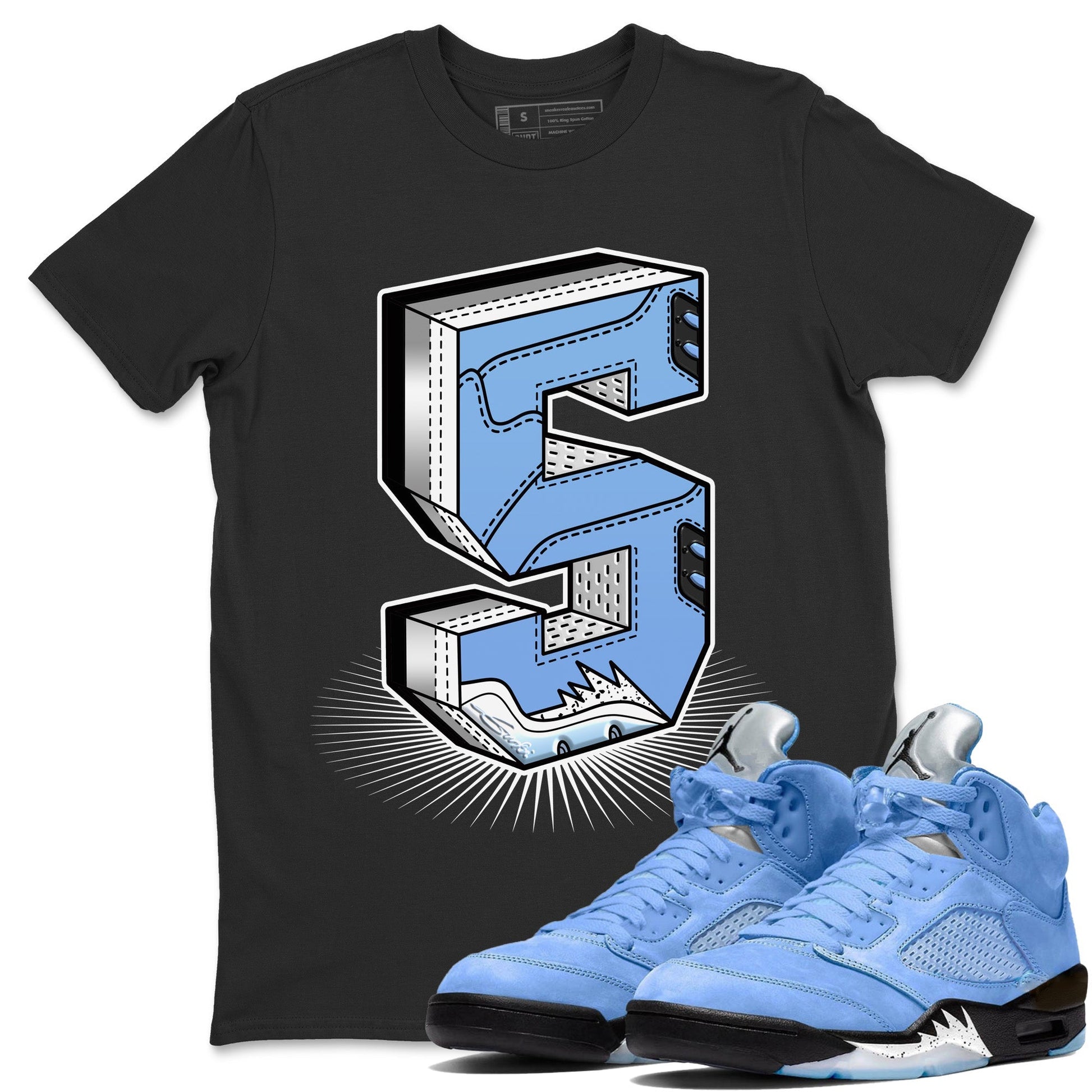 Jordan 5 UNC Sneaker Match Tees Number Statue Sneaker Tees Jordan 5 UNC SNRT Sneaker Tees Unisex Shirts