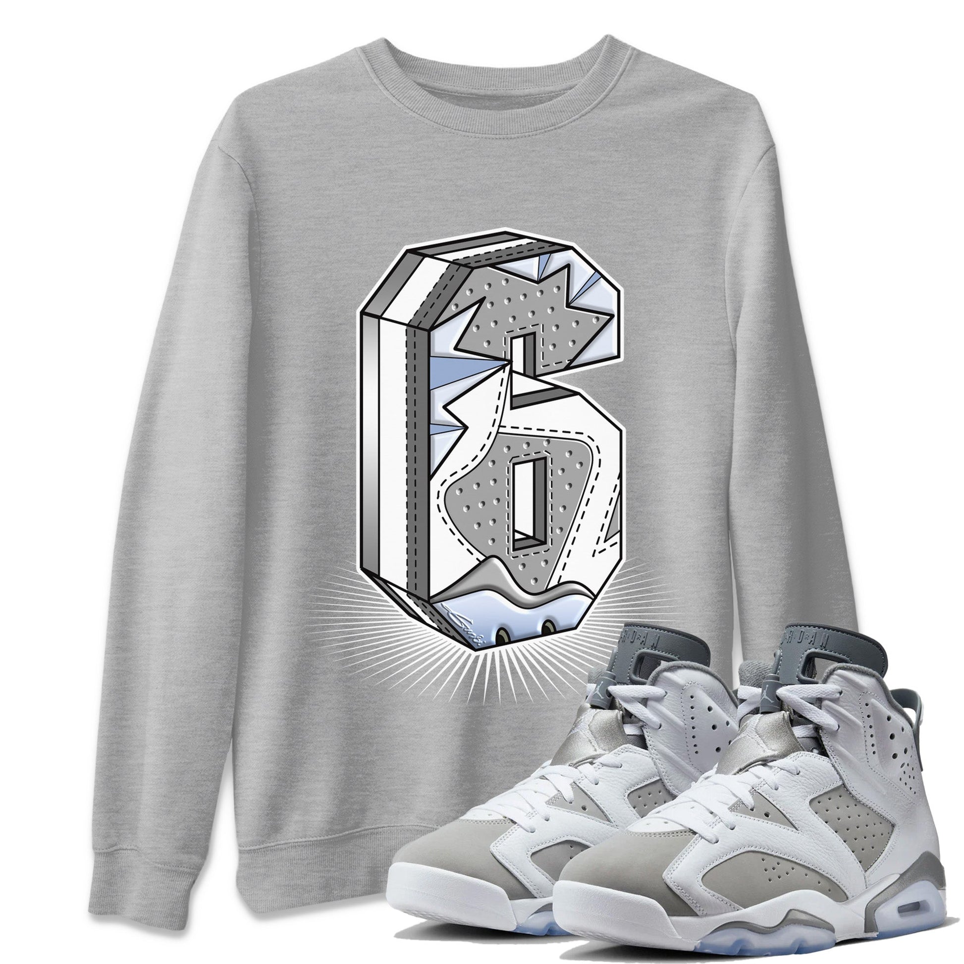 Jordan 6 Cool Grey Sneaker Match Tees Number Statue Sneaker Tees Jordan 6 Cool Grey Sneaker Release Tees Unisex Shirts