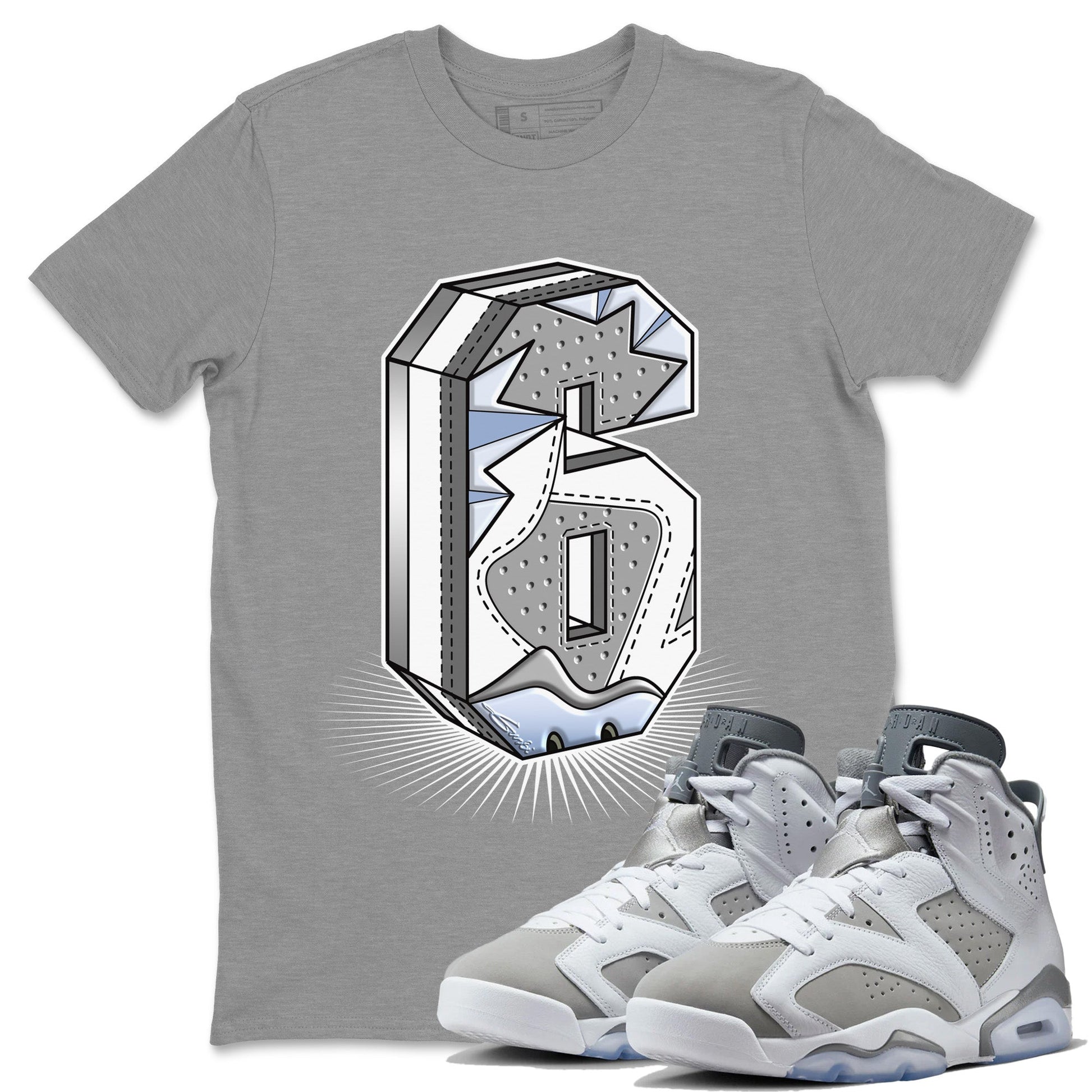 Jordan 6 Cool Grey Sneaker Match Tees Number Statue Sneaker Tees Jordan 6 Cool Grey Sneaker Release Tees Unisex Shirts