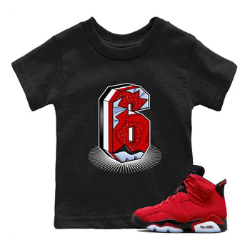 Air Jordan 6 Toro Bravo Sneaker Match Tees Number Statue Sneaker Tees Air Jordan 6 Toro Bravo T-Shirt Kids Shirts Black 1