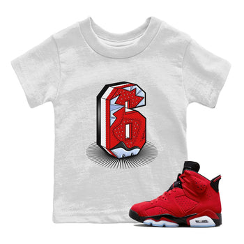 Air Jordan 6 Toro Bravo Sneaker Match Tees Number Statue Sneaker Tees Air Jordan 6 Toro Bravo T-Shirt Kids Shirts White 1