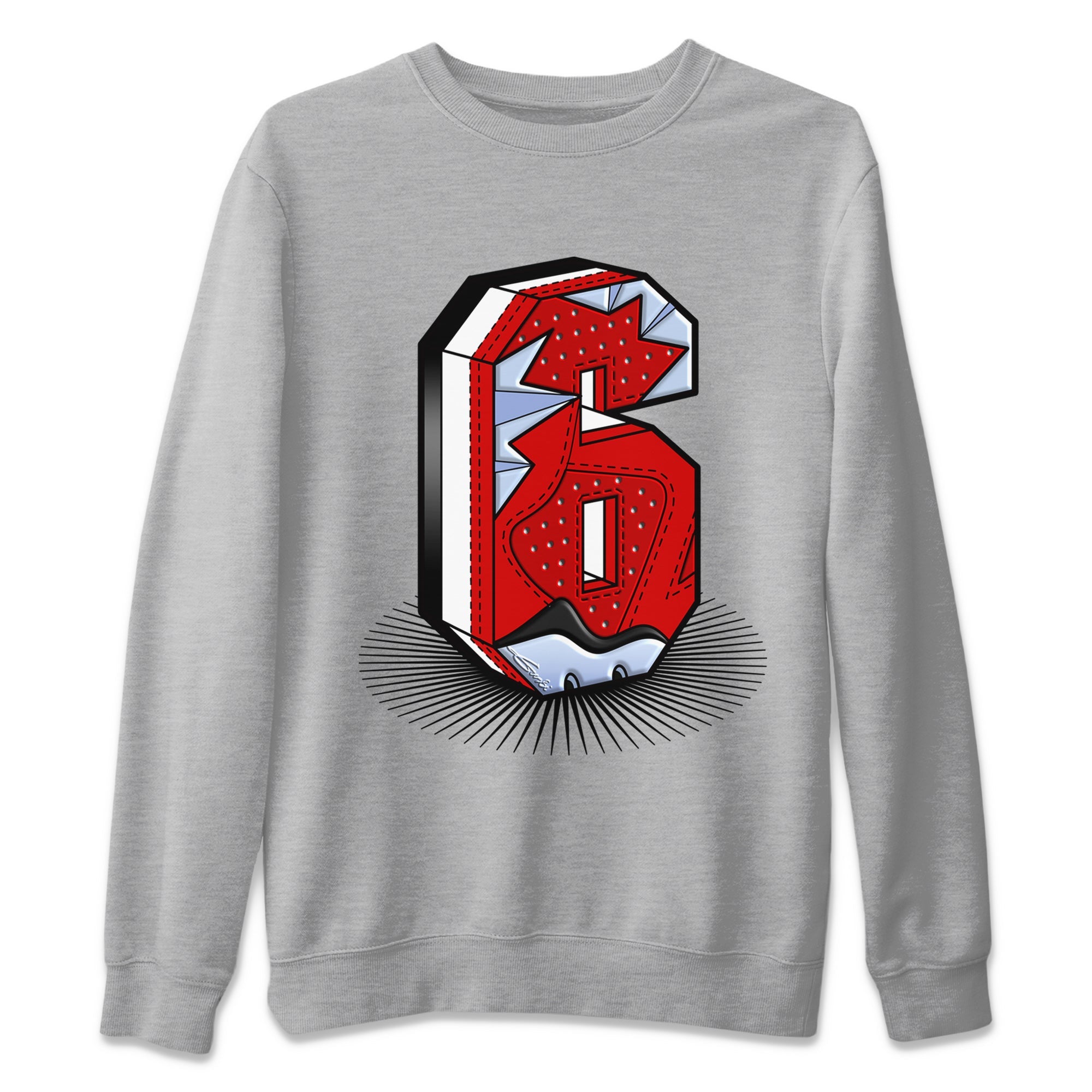 Air Jordan 6 Toro Bravo Sneaker Match Tees Number Statue Sneaker Tees Air Jordan 6 Toro Bravo T-Shirt Unisex Shirts Heather Grey 2