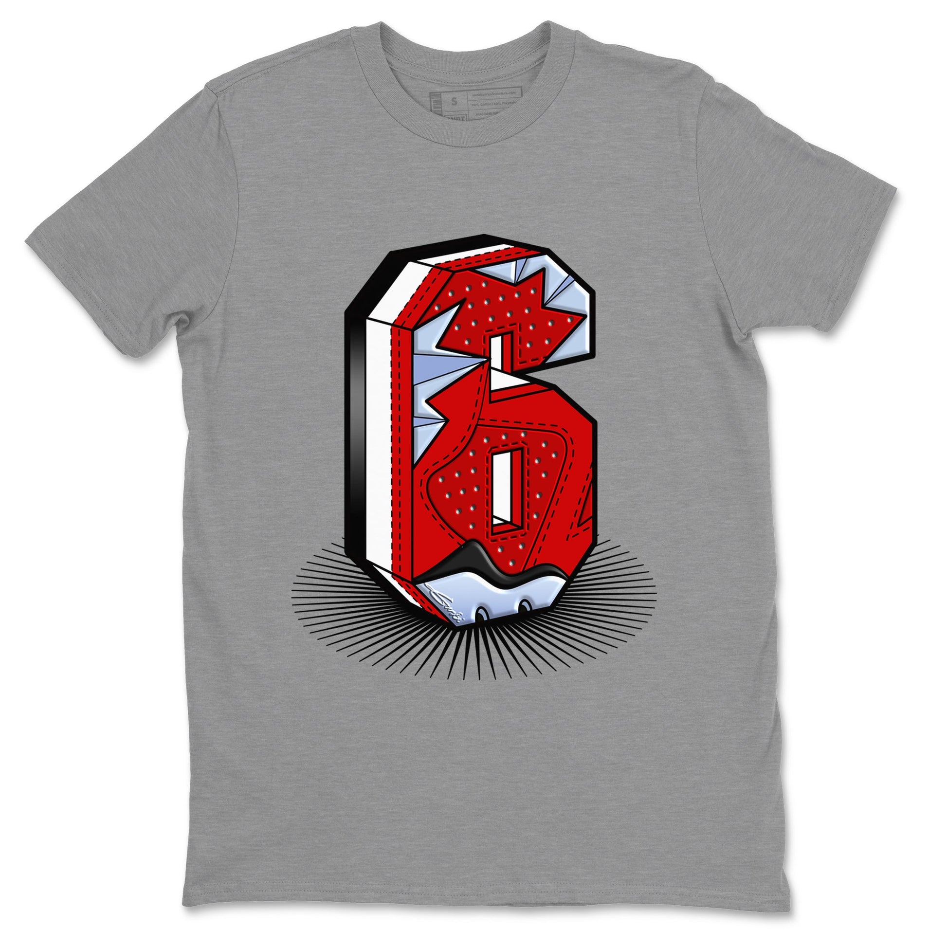 Air Jordan 6 Toro Bravo Sneaker Match Tees Number Statue Sneaker Tees Air Jordan 6 Toro Bravo T-Shirt Unisex Shirts Heather Grey 2