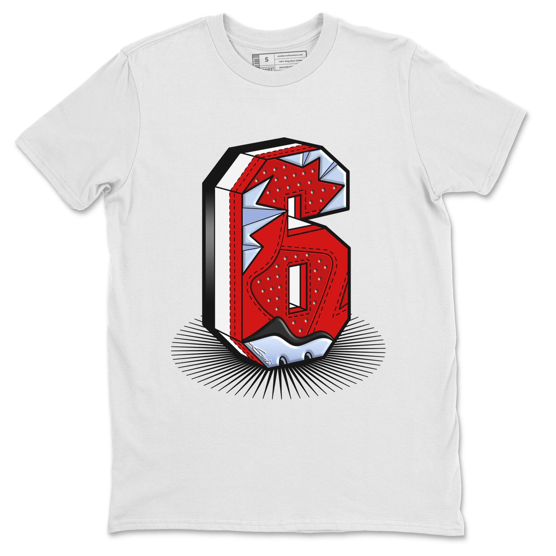 Air Jordan 6 Toro Bravo Sneaker Match Tees Number Statue Sneaker Tees Air Jordan 6 Toro Bravo T-Shirt Unisex Shirts White 2