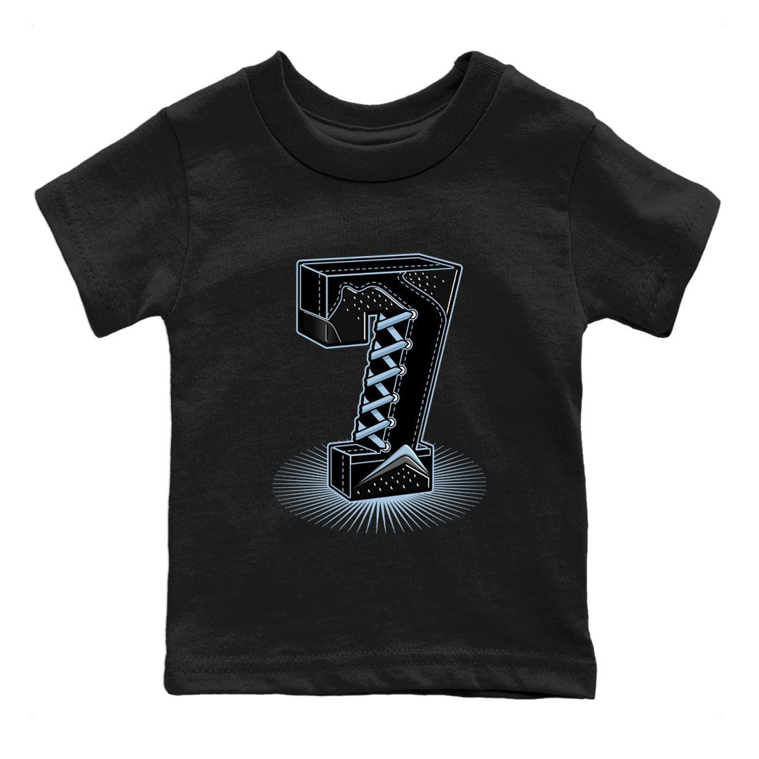 Air Jordan 7 Chambray Sneaker Match Tees Number Statue Sneaker Tees Jordan 7 Chambray Sneaker Release Tees Kids Shirts Black 2