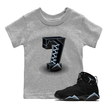 Air Jordan 7 Chambray Sneaker Match Tees Number Statue Sneaker Tees Jordan 7 Chambray Sneaker Release Tees Kids Shirts Heather Grey 1