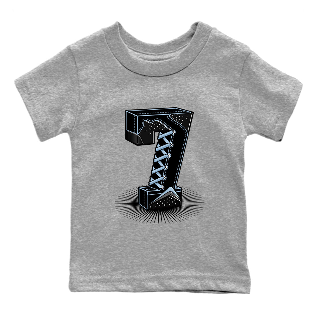 Air Jordan 7 Chambray Sneaker Match Tees Number Statue Sneaker Tees Jordan 7 Chambray Sneaker Release Tees Kids Shirts Heather Grey 2