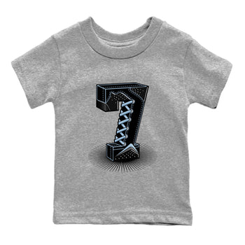 Air Jordan 7 Chambray Sneaker Match Tees Number Statue Sneaker Tees Jordan 7 Chambray Sneaker Release Tees Kids Shirts Heather Grey 2
