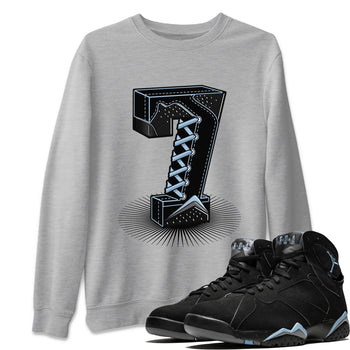 Air Jordan 7 Chambray Sneaker Match Tees Number Statue Sneaker Tees Jordan 7 Chambray Sneaker Release Tees Unisex Shirts Heather Grey 1