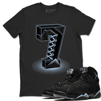 Air Jordan 7 Chambray Sneaker Match Tees Number Statue Sneaker Tees Jordan 7 Chambray Sneaker Release Tees Unisex Shirts Black 1