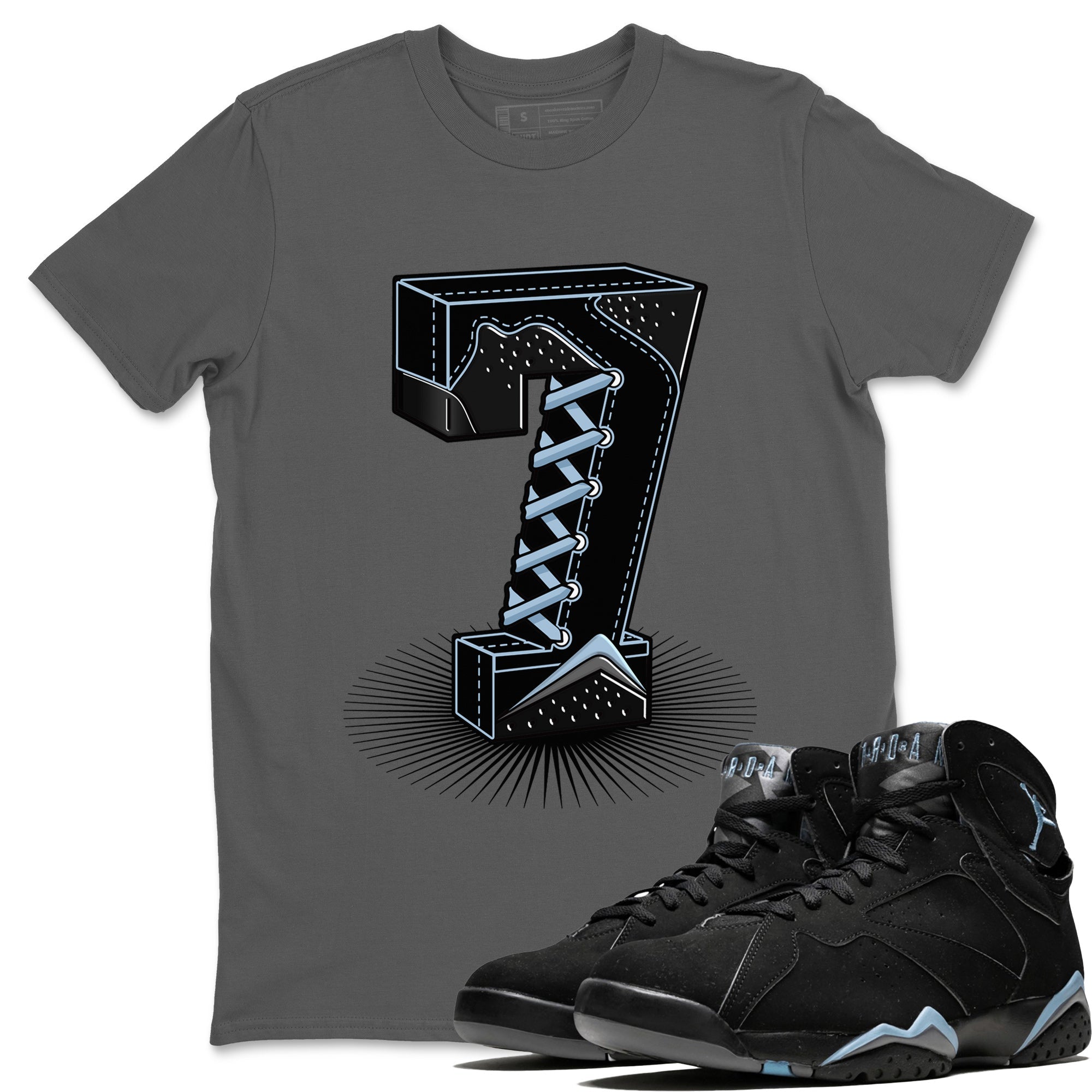 Air Jordan 7 Chambray Sneaker Match Tees Number Statue Sneaker Tees Jordan 7 Chambray Sneaker Release Tees Unisex Shirts Cool Grey 1