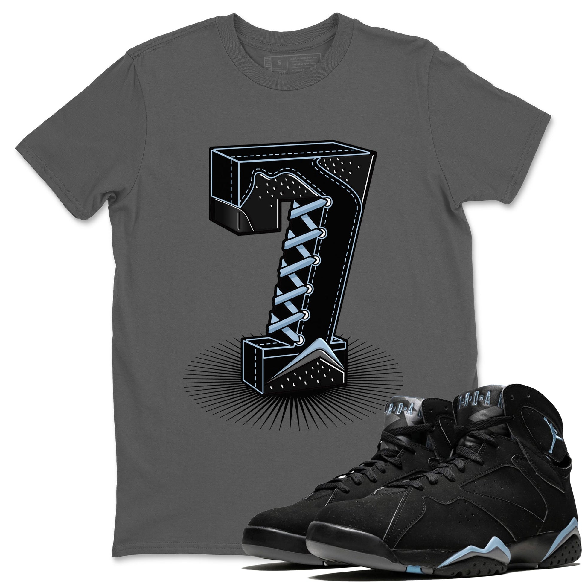 Air Jordan 7 Chambray Sneaker Match Tees Number Statue Sneaker Tees Jordan 7 Chambray Sneaker Release Tees Unisex Shirts Cool Grey 1