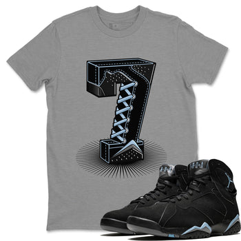 Air Jordan 7 Chambray Sneaker Match Tees Number Statue Sneaker Tees Jordan 7 Chambray Sneaker Release Tees Unisex Shirts Heather Grey 1