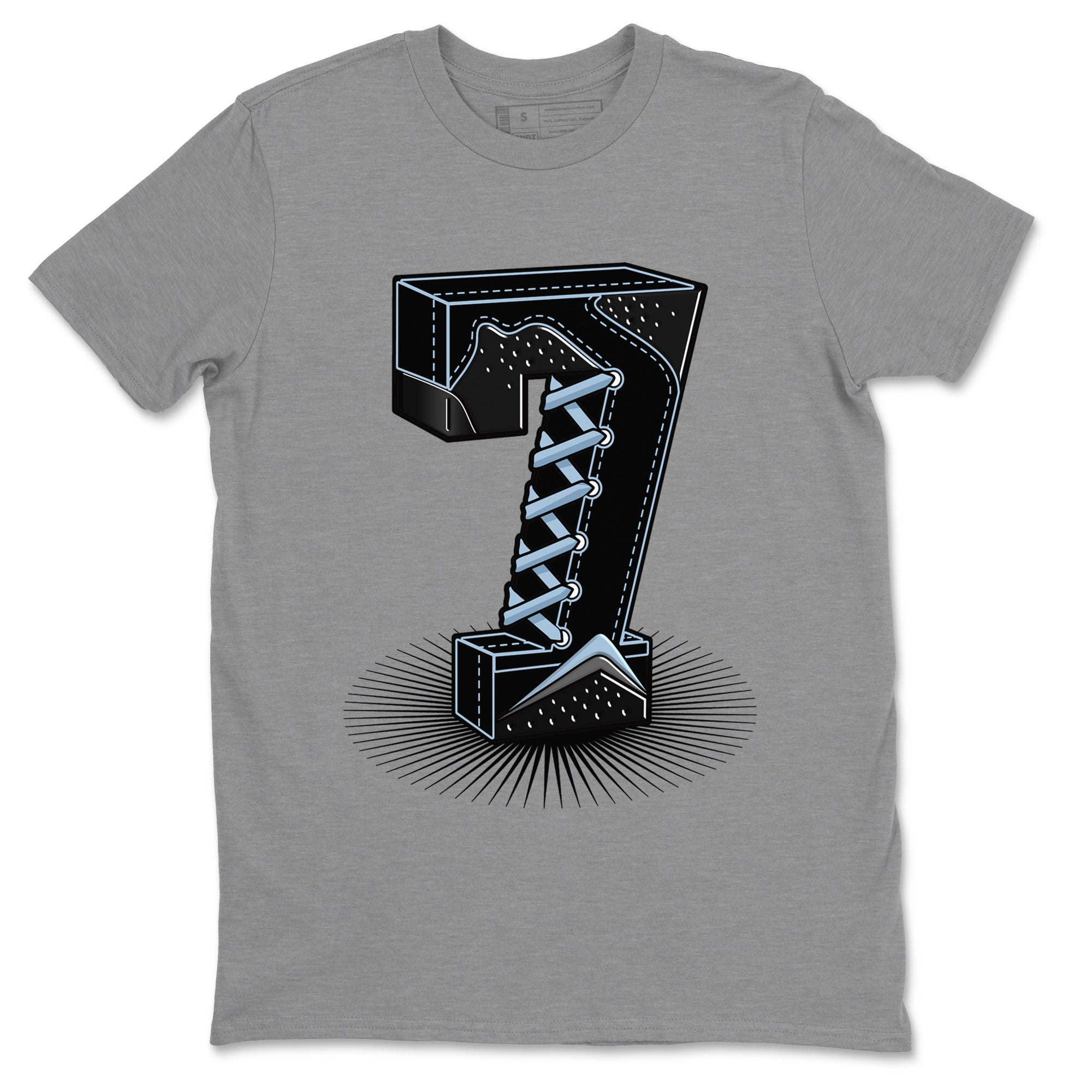 Air Jordan 7 Chambray Sneaker Match Tees Number Statue Sneaker Tees Jordan 7 Chambray Sneaker Release Tees Unisex Shirts Heather Grey 2