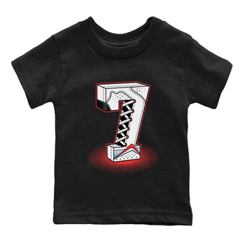 Air Jordan 7 White Infrared Sneaker Match Tees Number Statue Sneaker Tees 7s White Infrared SNRT Sneaker Release Tees Kids Shirts Black 2