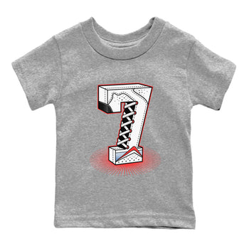 Air Jordan 7 White Infrared Sneaker Match Tees Number Statue Sneaker Tees 7s White Infrared SNRT Sneaker Release Tees Kids Shirts Heather Grey 2