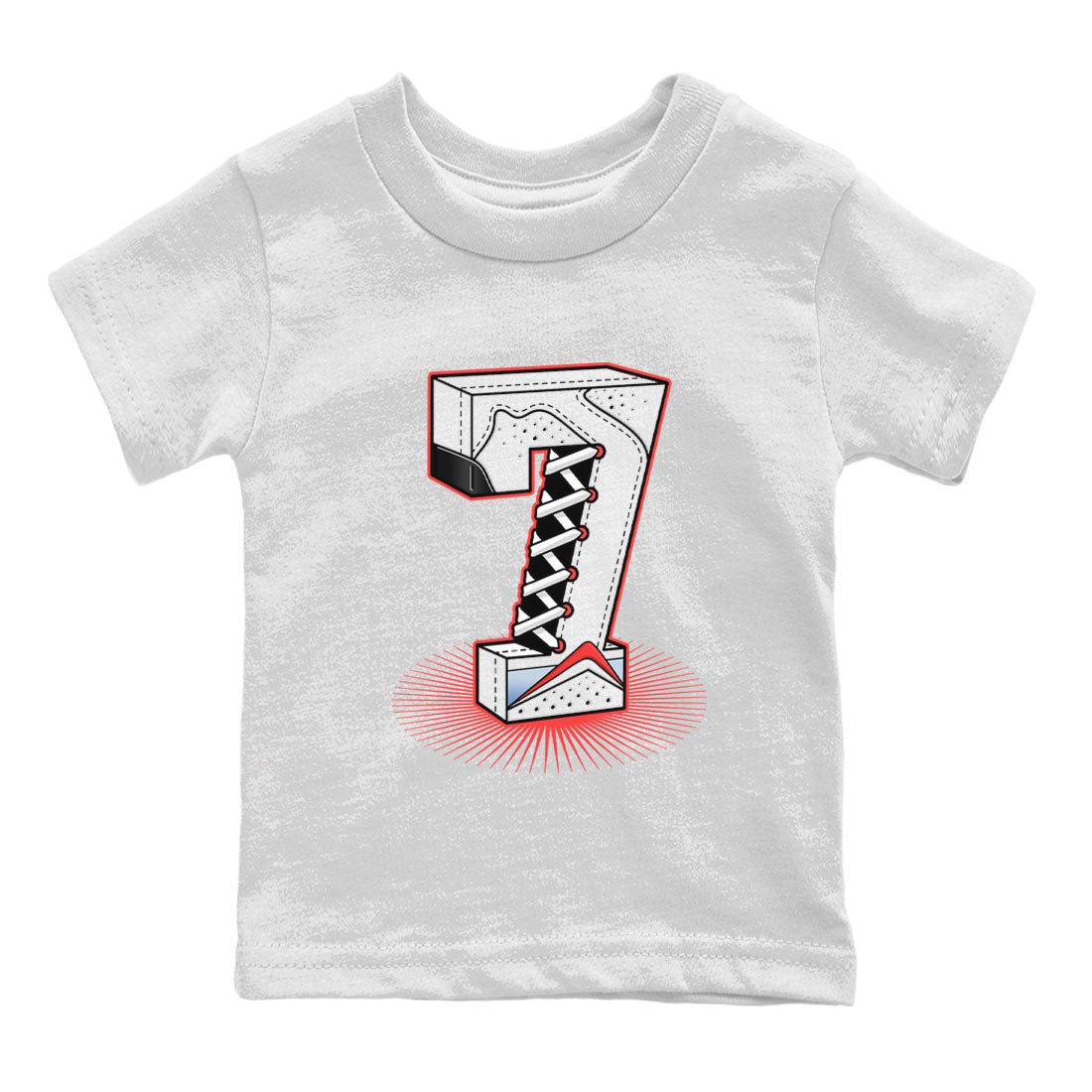 Air Jordan 7 White Infrared Sneaker Match Tees Number Statue Sneaker Tees 7s White Infrared SNRT Sneaker Release Tees Kids Shirts White 2