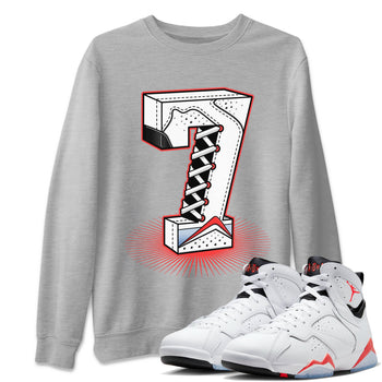 Air Jordan 7 White Infrared Sneaker Match Tees Number Statue Sneaker Tees 7s White Infrared SNRT Sneaker Release Tees Unisex Shirts Heather Grey 1