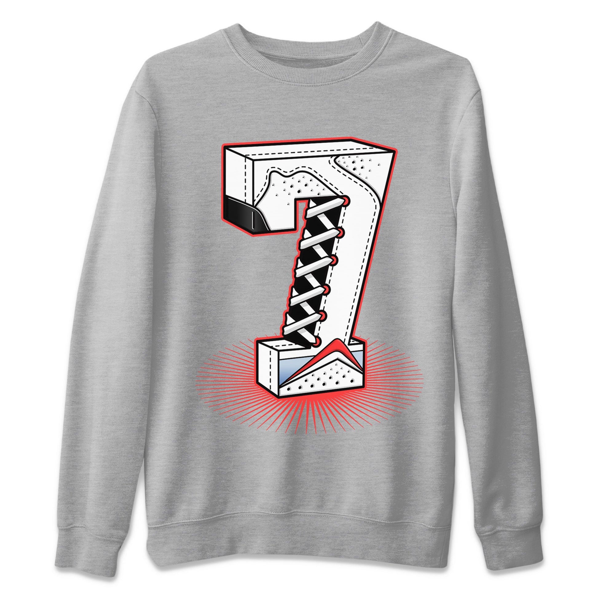 Air Jordan 7 White Infrared Sneaker Match Tees Number Statue Sneaker Tees 7s White Infrared SNRT Sneaker Release Tees Unisex Shirts Heather Grey 2