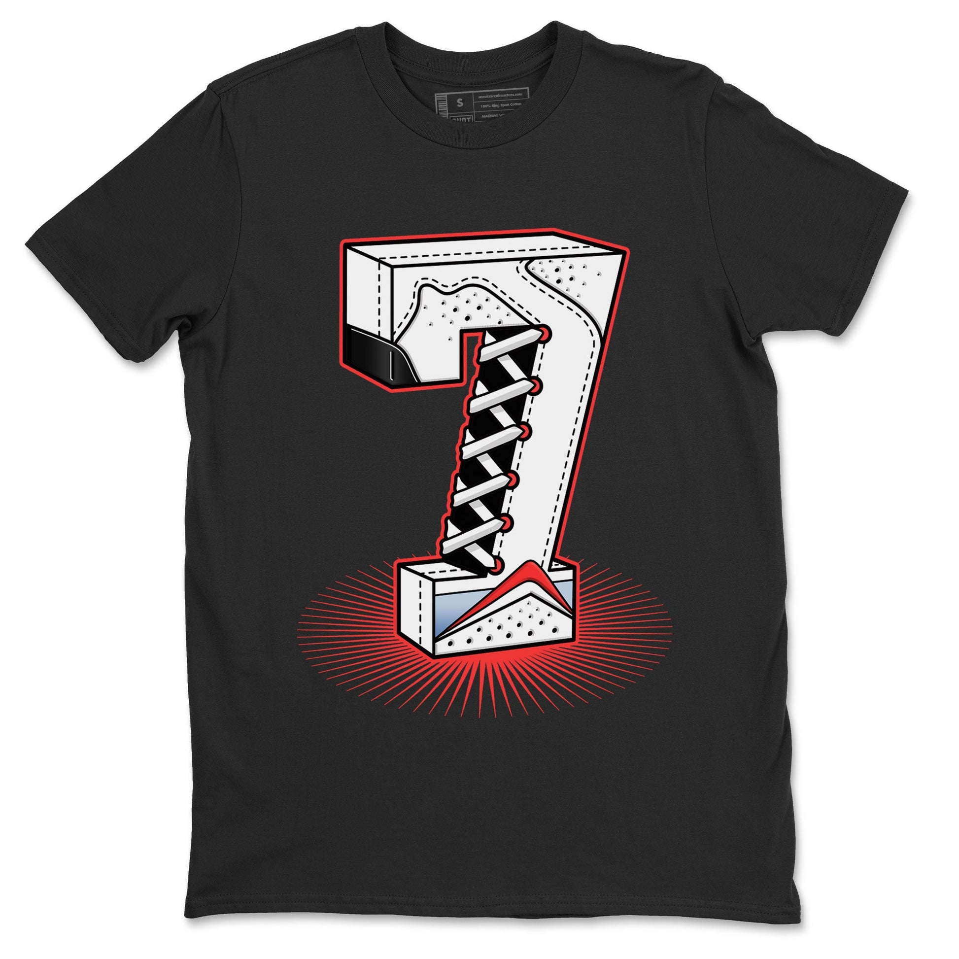 Air Jordan 7 White Infrared Sneaker Match Tees Number Statue Sneaker Tees 7s White Infrared SNRT Sneaker Release Tees Unisex Shirts Black 2
