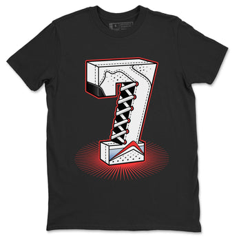 Air Jordan 7 White Infrared Sneaker Match Tees Number Statue Sneaker Tees 7s White Infrared SNRT Sneaker Release Tees Unisex Shirts Black 2
