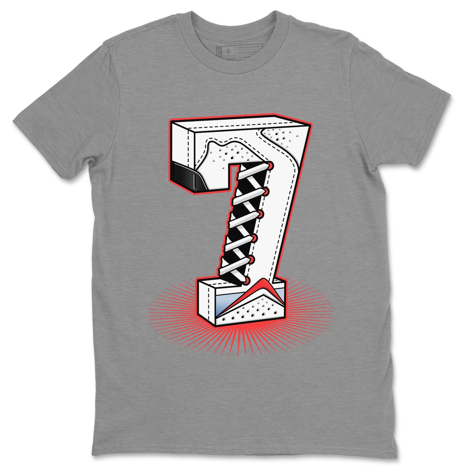 Air Jordan 7 White Infrared Sneaker Match Tees Number Statue Sneaker Tees 7s White Infrared SNRT Sneaker Release Tees Unisex Shirts Heather Grey 2