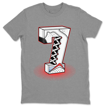 Air Jordan 7 White Infrared Sneaker Match Tees Number Statue Sneaker Tees 7s White Infrared SNRT Sneaker Release Tees Unisex Shirts Heather Grey 2