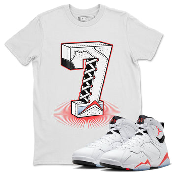 Air Jordan 7 White Infrared Sneaker Match Tees Number Statue Sneaker Tees 7s White Infrared SNRT Sneaker Release Tees Unisex Shirts White 1