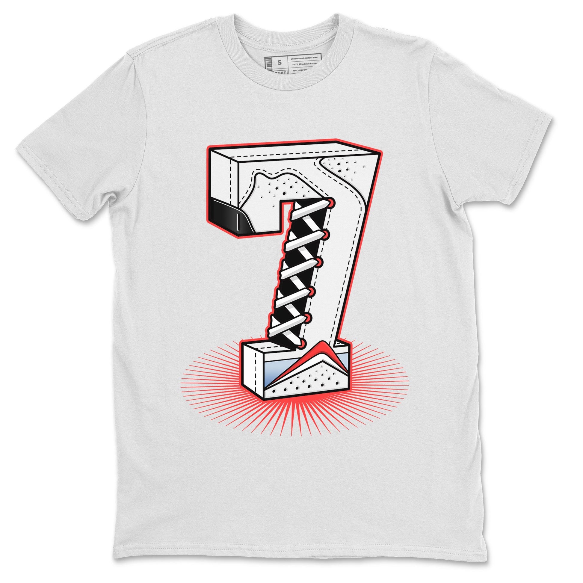 Air Jordan 7 White Infrared Sneaker Match Tees Number Statue Sneaker Tees 7s White Infrared SNRT Sneaker Release Tees Unisex Shirts White 2