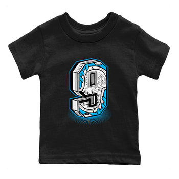 AJ9 Powder Blue shirt to match jordans Number Statue sneaker tees Air Jordan 9 Powder Blue SNRT sneaker release tees baby toddler Black 2 cotton Shirt
