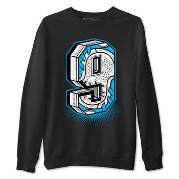 AJ9 Powder Blue shirt to match jordans Number Statue sneaker tees Air Jordan 9 Powder Blue SNRT Sneaker Release Tees unisex cotton Black 2 crew neck shirt