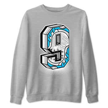 AJ9 Powder Blue shirt to match jordans Number Statue sneaker tees Air Jordan 9 Powder Blue SNRT Sneaker Release Tees unisex cotton Heather Grey 2 crew neck shirt