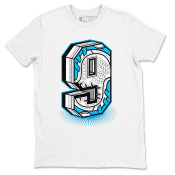 AJ9 Powder Blue shirt to match jordans Number Statue sneaker tees Air Jordan 9 Powder Blue SNRT Sneaker Release Tees unisex cotton White 2 crew neck shirt