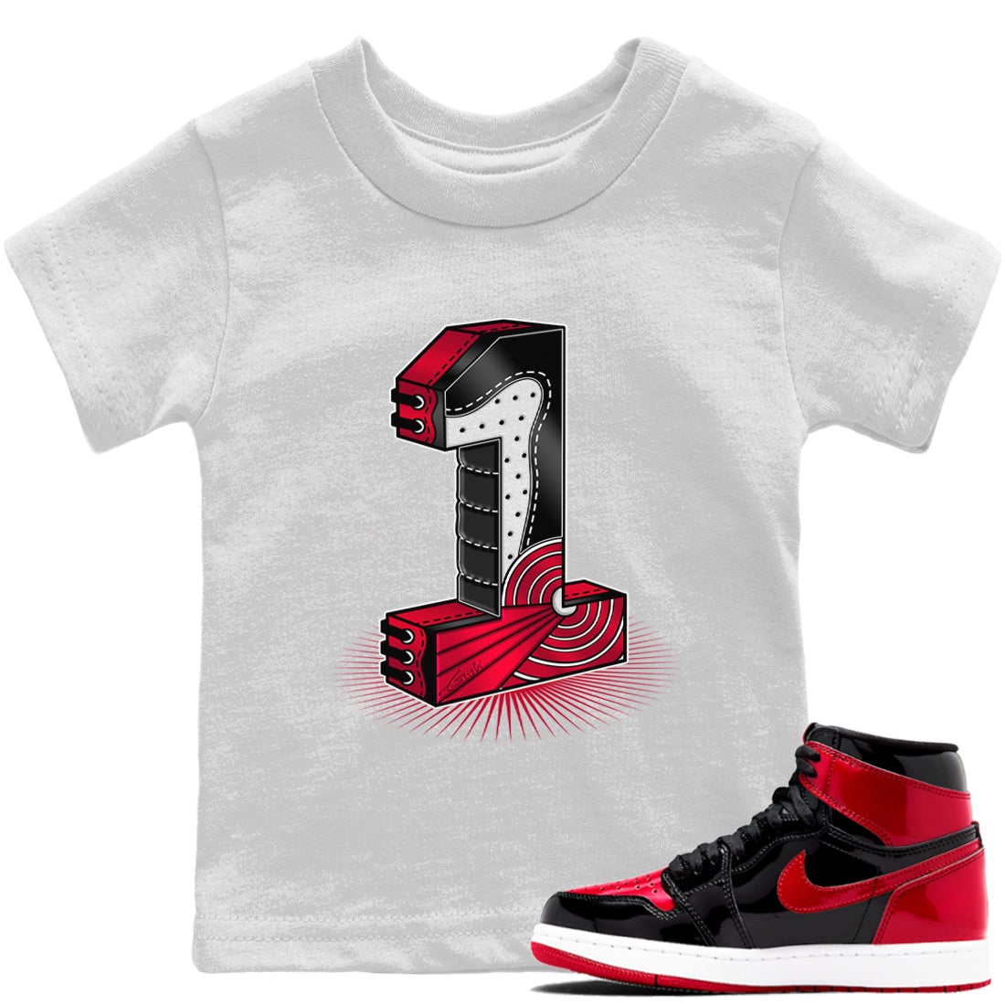 Jordan 1 Bred Patent Sneaker Match Tees One Statue Sneaker Tees Jordan 1 Bred Patent Sneaker Release Tees Kids Shirts