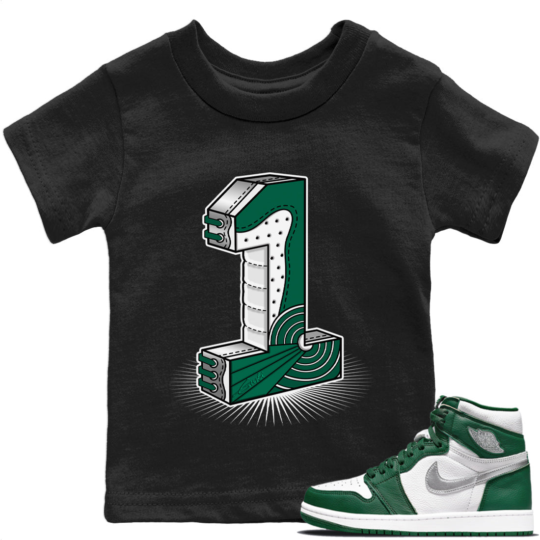 Jordan 1 Gorge Green Sneaker Match Tees One Statue Sneaker Tees Jordan 1 Gorge Green Sneaker Release Tees Kids Shirts