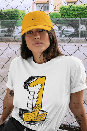 Jordan 1 Yellow Toe Sneaker Match Tees One Statue Sneaker Tees Jordan 1 Yellow Toe Sneaker Release Tees Unisex Shirts