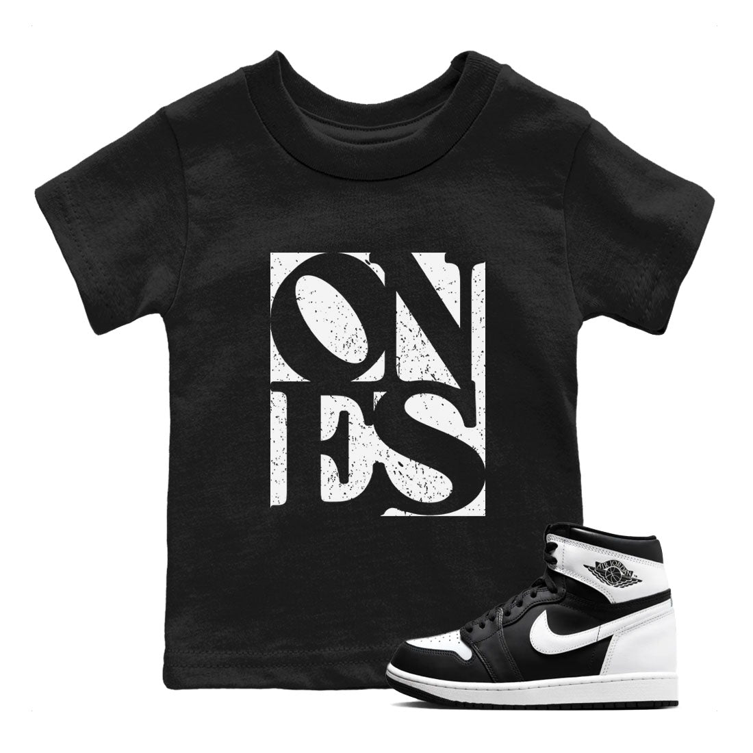 Air Jordan 1 High OG Black White shirt to match jordans Ones sneaker tees 1s Black White SNRT sneaker release tees baby toddler Black 1 cotton Shirt