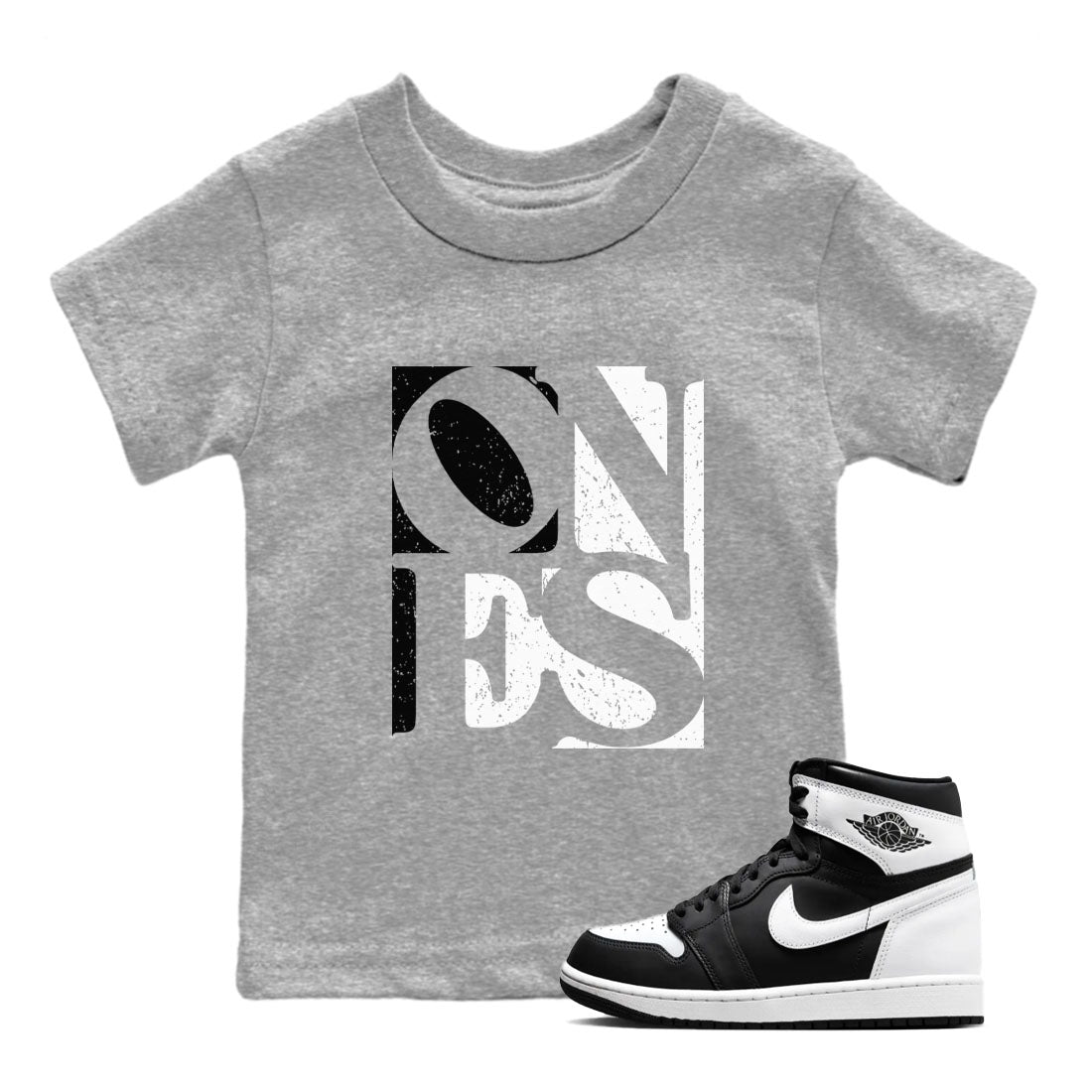 Air Jordan 1 High OG Black White shirt to match jordans Ones sneaker tees 1s Black White SNRT sneaker release tees baby toddler Heather Grey 1 cotton Shirt