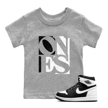 Air Jordan 1 High OG Black White shirt to match jordans Ones sneaker tees 1s Black White SNRT sneaker release tees baby toddler Heather Grey 1 cotton Shirt