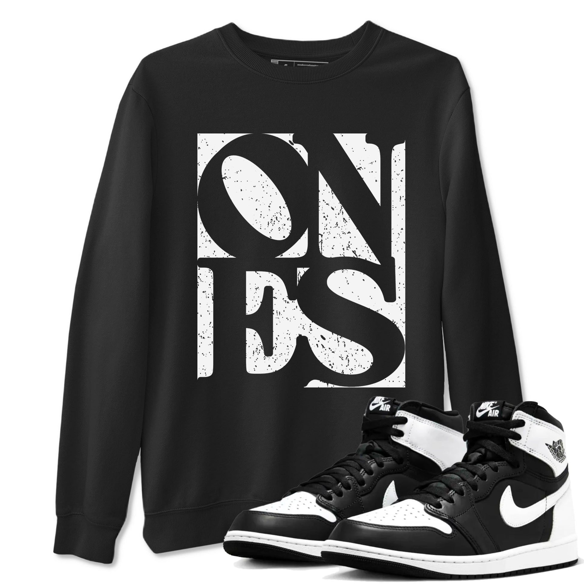 Air Jordan 1 High OG Black White shirt to match jordans Ones sneaker tees 1s Black White SNRT Sneaker Release Tees unisex cotton Black 1 crew neck shirt