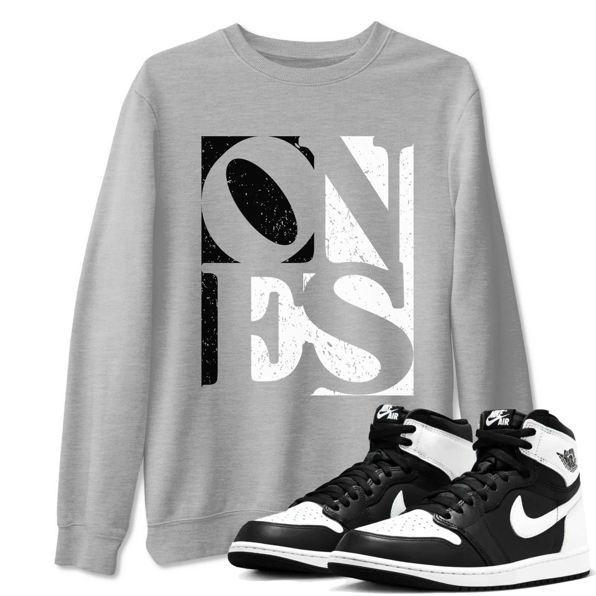 Air Jordan 1 High OG Black White shirt to match jordans Ones sneaker tees 1s Black White SNRT Sneaker Release Tees unisex cotton Heather Grey 1 crew neck shirt