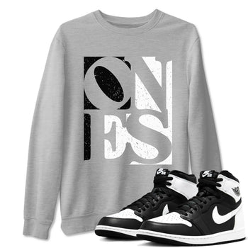 Air Jordan 1 High OG Black White shirt to match jordans Ones sneaker tees 1s Black White SNRT Sneaker Release Tees unisex cotton Heather Grey 1 crew neck shirt