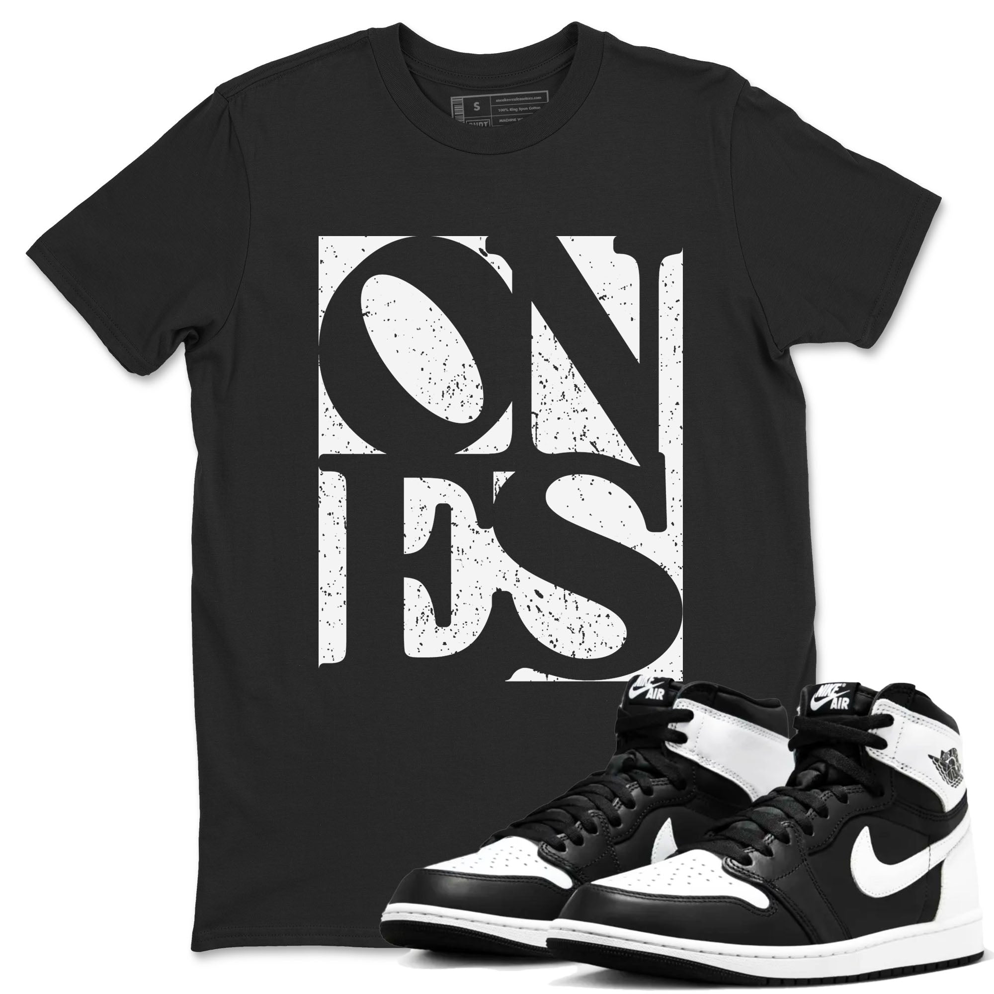 Air Jordan 1 High OG Black White shirt to match jordans Ones sneaker tees 1s Black White SNRT Sneaker Release Tees unisex cotton Black 1 crew neck shirt