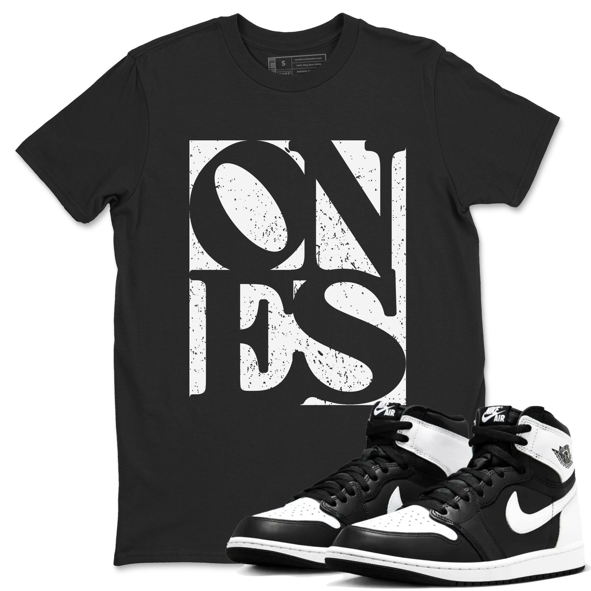 Air Jordan 1 High OG Black White shirt to match jordans Ones sneaker tees 1s Black White SNRT Sneaker Release Tees unisex cotton Black 1 crew neck shirt