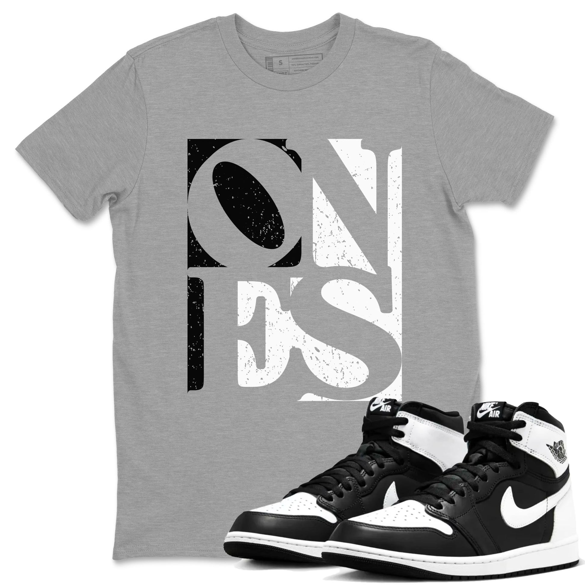 Air Jordan 1 High OG Black White shirt to match jordans Ones sneaker tees 1s Black White SNRT Sneaker Release Tees unisex cotton Heather Grey 1 crew neck shirt