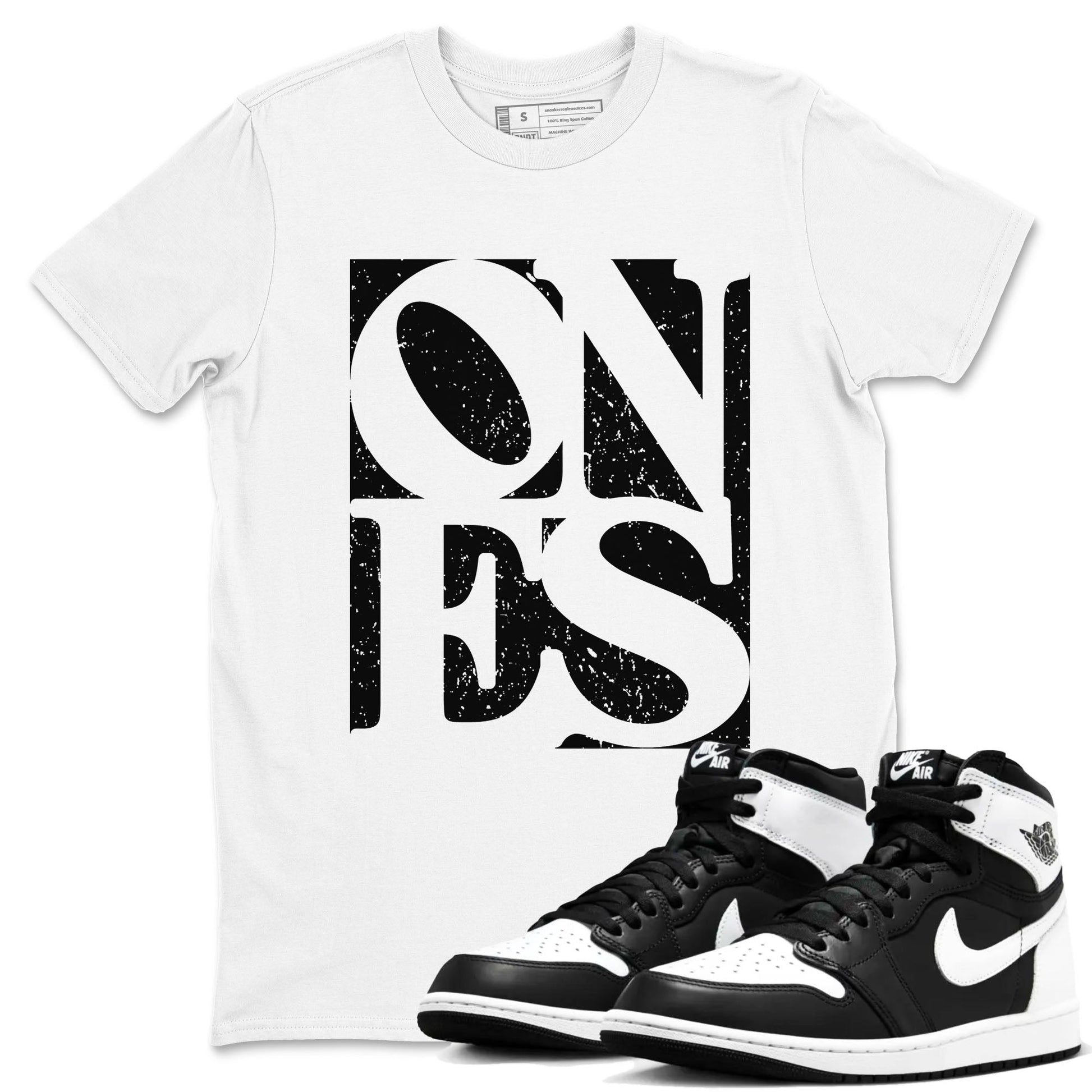 Air Jordan 1 High OG Black White shirt to match jordans Ones sneaker tees 1s Black White SNRT Sneaker Release Tees unisex cotton White 1 crew neck shirt
