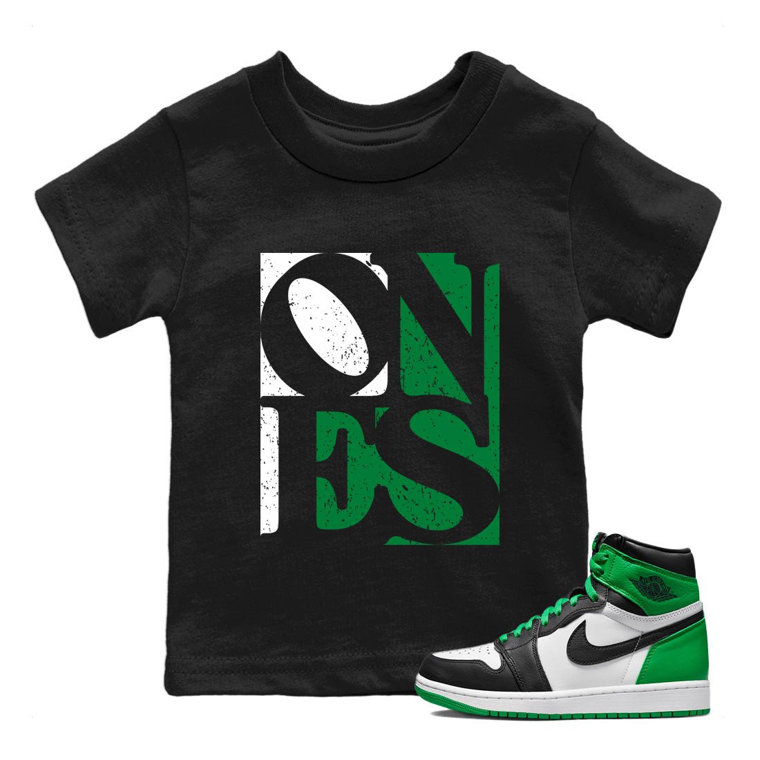 Air Jordan 1 Celtics Sneaker Match Tees Ones Sneaker Tees Air Jordan 1 High OG Celtics Sneaker Release Tees Kids Shirts Black 1